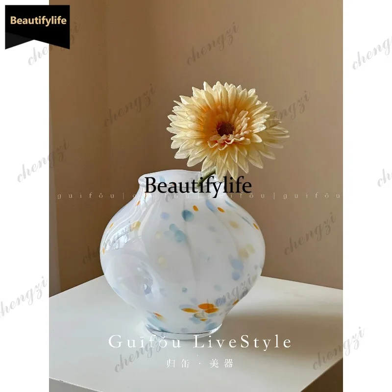 D80 design sense niche art sense flower arrangement vase antique white French style