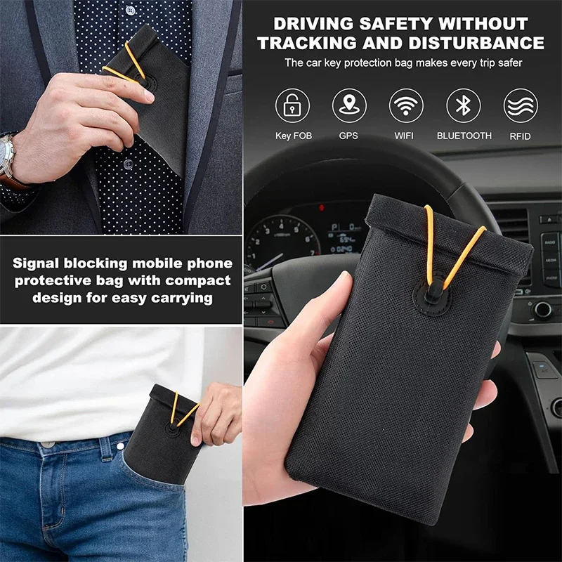 Faraday Pouch for Car Keys and Smartphone Key Signal Blocking Bag Anti Theft Car Protection Cell Phone Keyless Entry Fob Bag