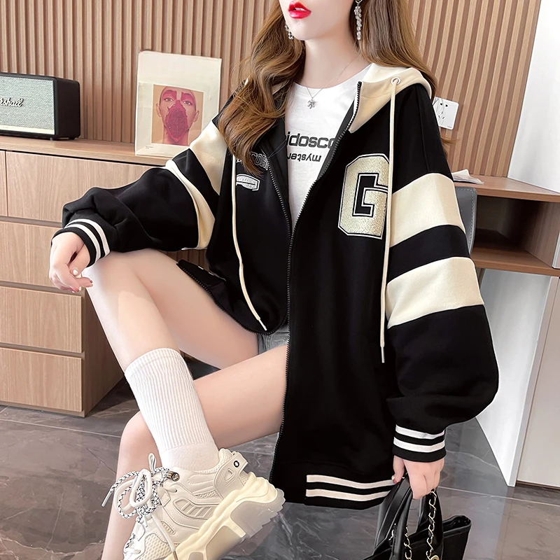 Back collar, cotton plus size, cotton baseball jacket, autumn and winter new fashion cardigan, hoodie, top jacket