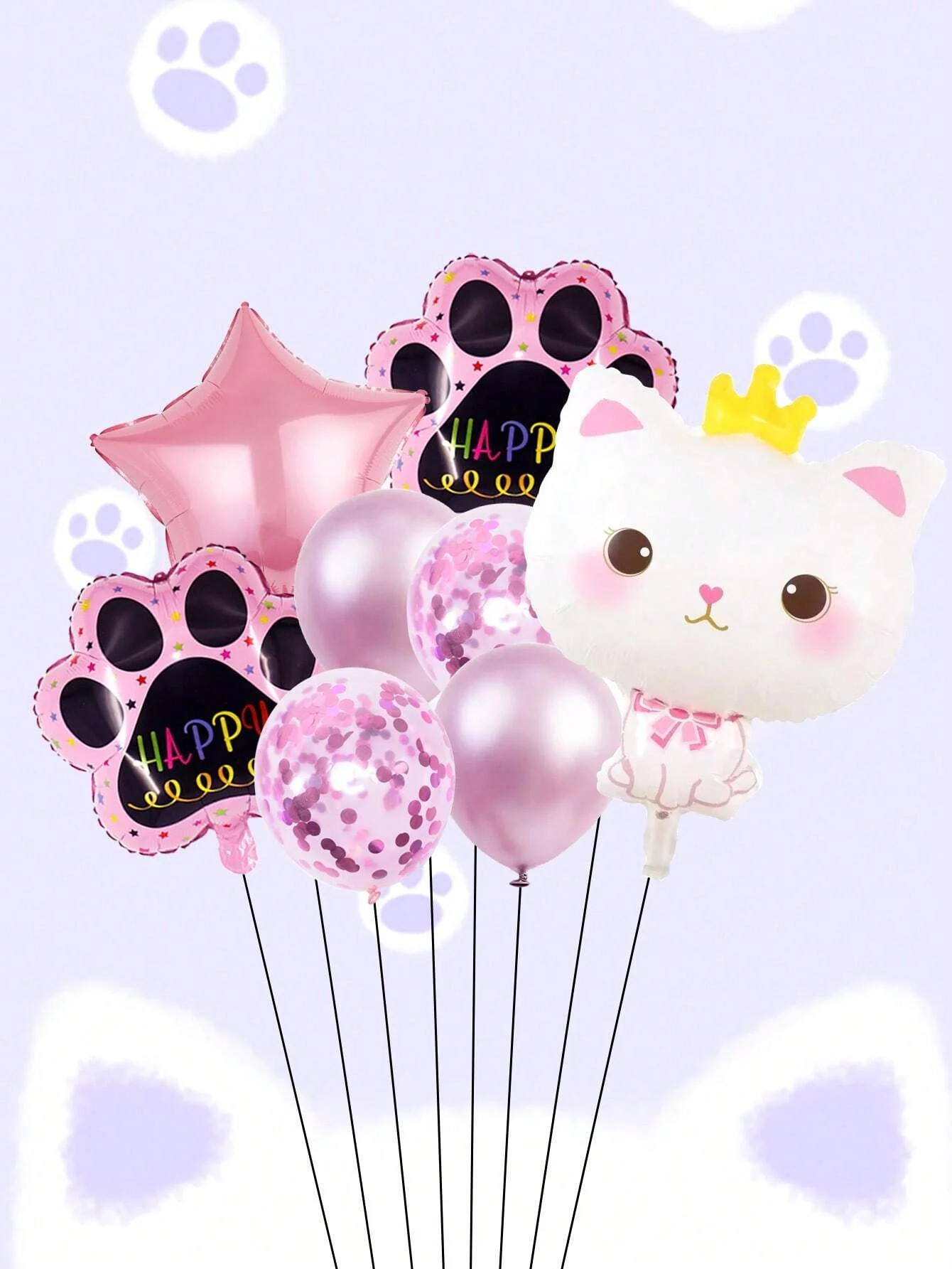 8pcs Cat Birthday Balloon Set