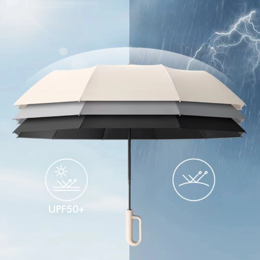 New Buckle Handle, Can Be Placed Anywhere, Vinyl Shade Rain and High-end Automatic Umbrella