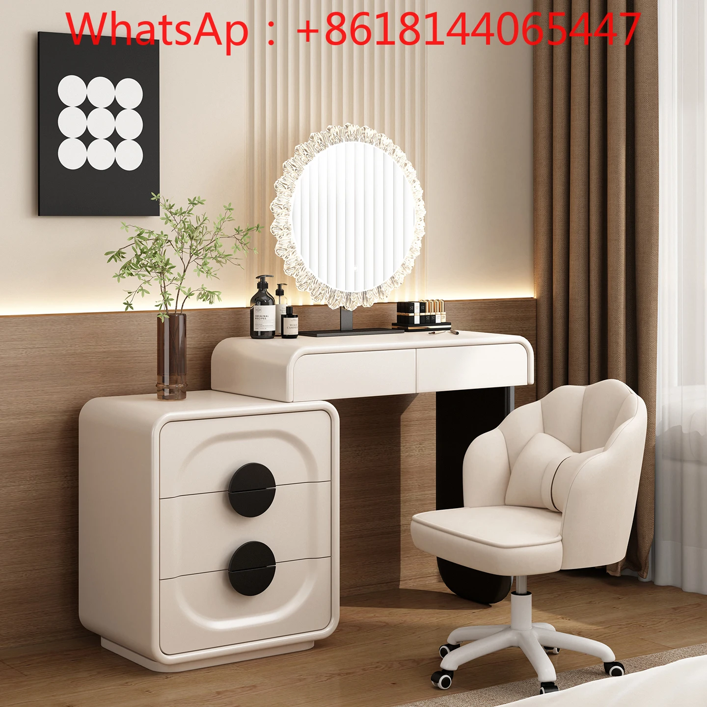 

New solid wood dresser baking paint modern simple makeup table premium chest integrated cream wind bed tail makeup table