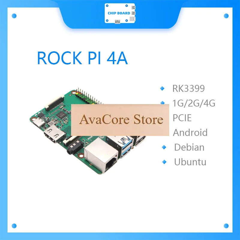 AvaCoreROCK PI 4A V1.4 Rockchip Board Cortex Six Core SBC/Single Computer Compatible With Official Raspberry Display
