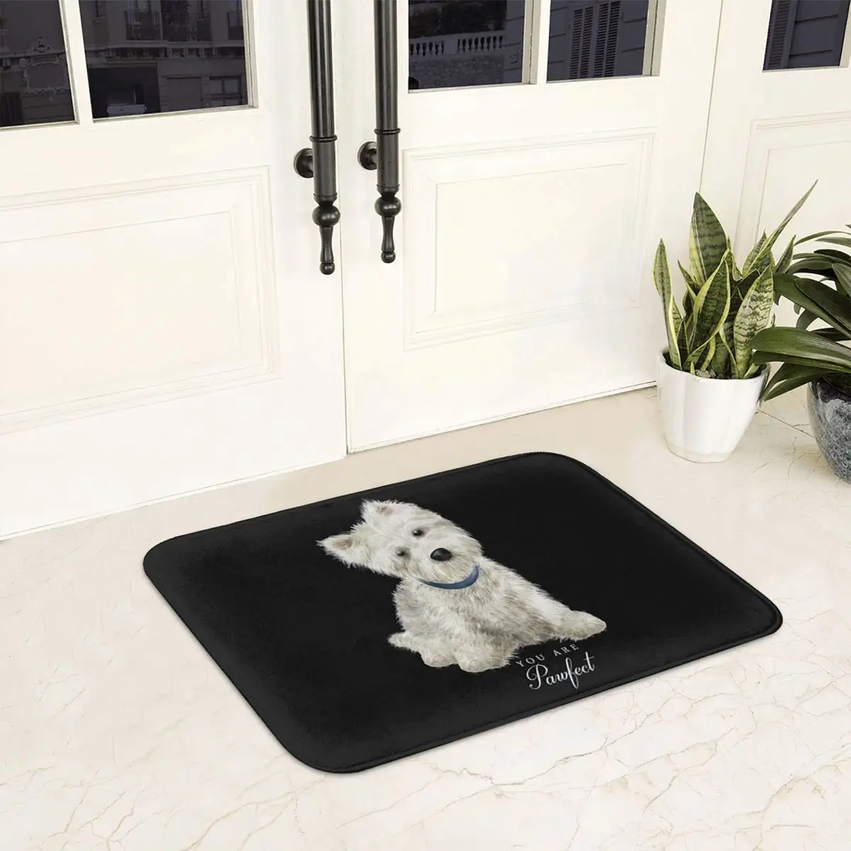 Niedliche Fußmatte mit West Highland White Terrier-Motiv, waschbarer Teppich, Teppich für Küche, Eingang, Zuhause, Bodenmatte für Schlafzimmer, Fußpolstermatten