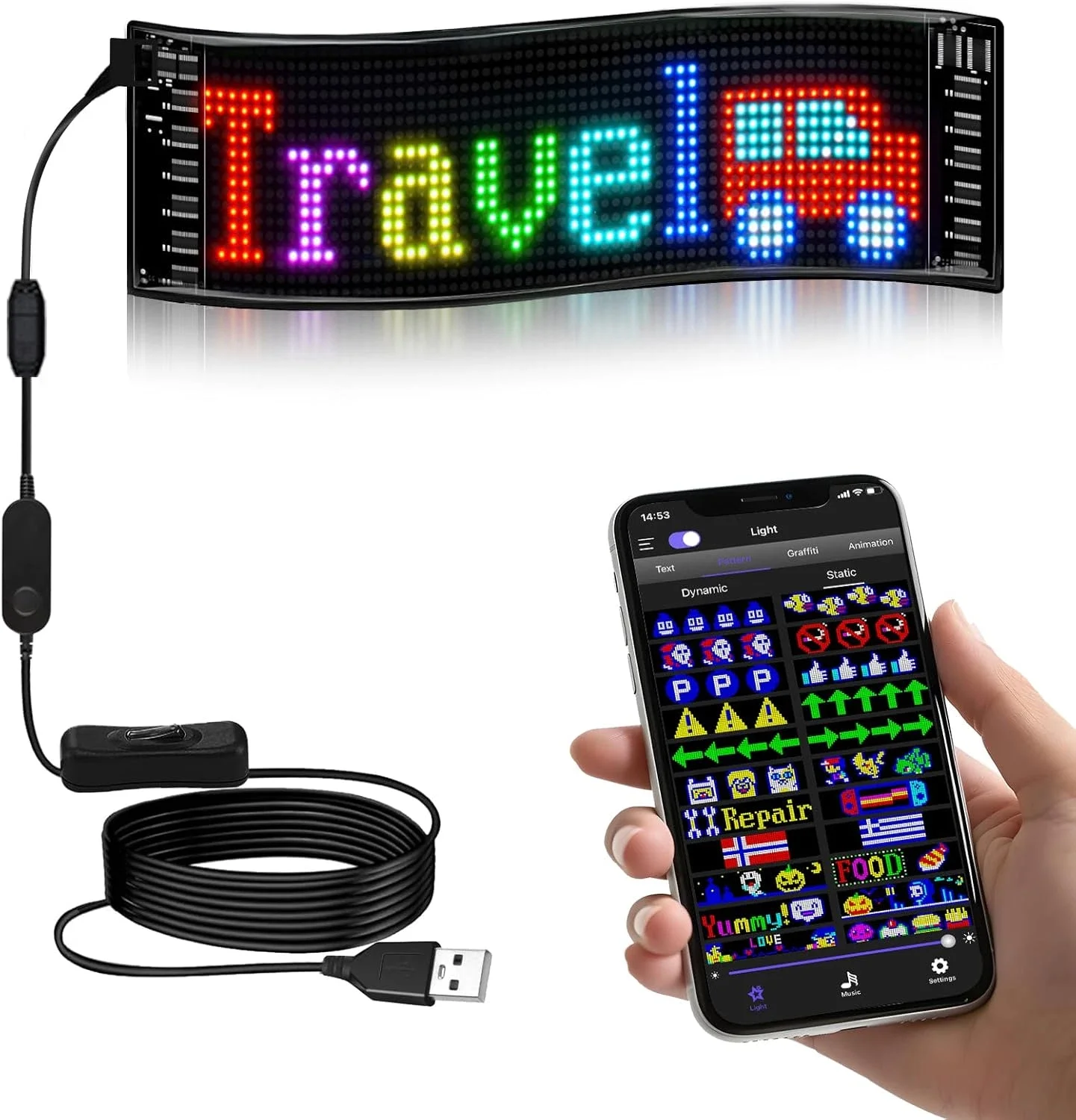 Programmable LED Car Sign | Message Scrolling LED Display for Indoor | Flexible