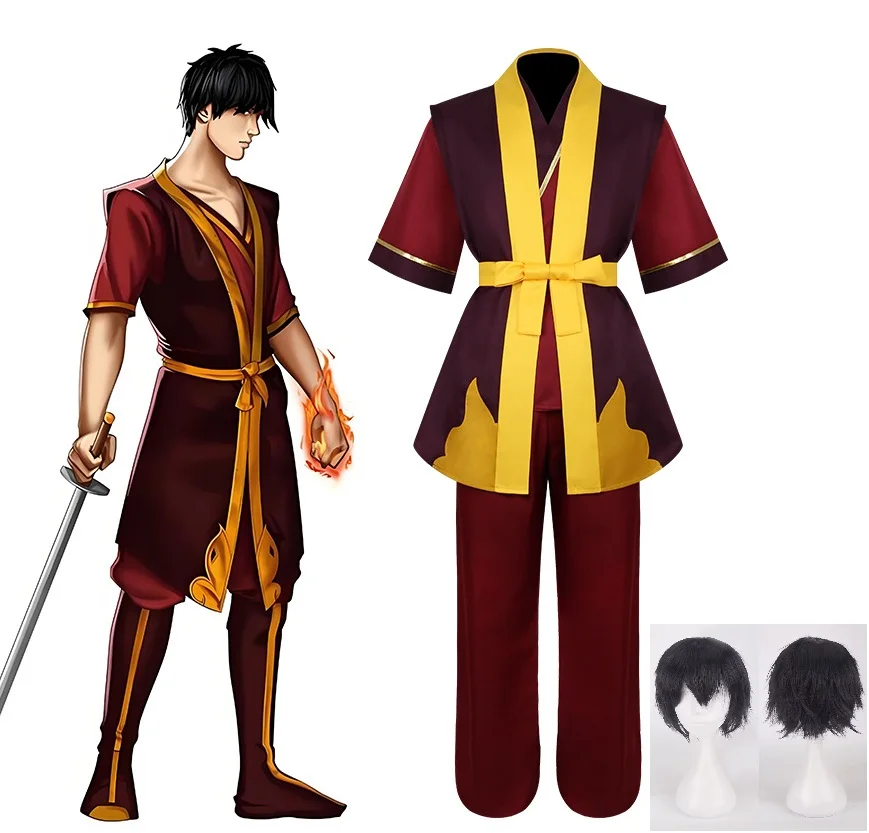 Anime Live Action Avatar The Last Airbender Prince Zuko Cosplay Costume Anime Custom Made Uniform Wig Halloween Party Cosplay