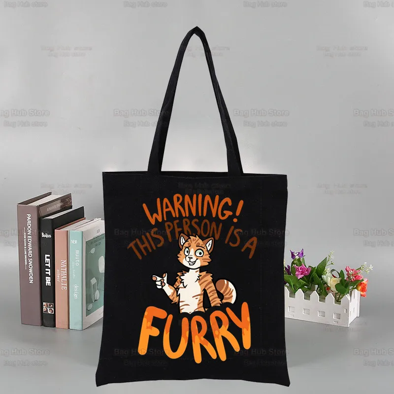 Furry Black New Female Handbags Fashion Handbag Canvas Bag Tote Casual Shoulder Bag Reusable Shopping Bags