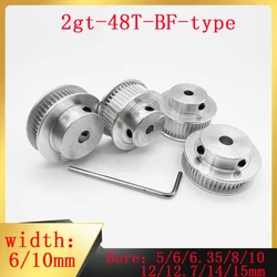 2GT GT2 48 teeth BF pulley hole 5/6/6.35/8/10/12/12.7/14/15mm tooth width 6/10mm for 3D printer parts