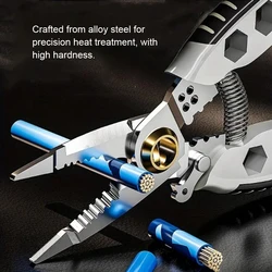 Multiuso Wire Stripper, eletricista Crimping Tool para decapagem, cortador de cabo, ferramenta manual, Rustproof, 7