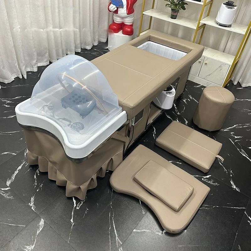 Yicheng Beauty Modern Style Head Spa Bed for Salos Hair Washing Shampoo Table with White Basin Barber Shop Use Shampoo Bed