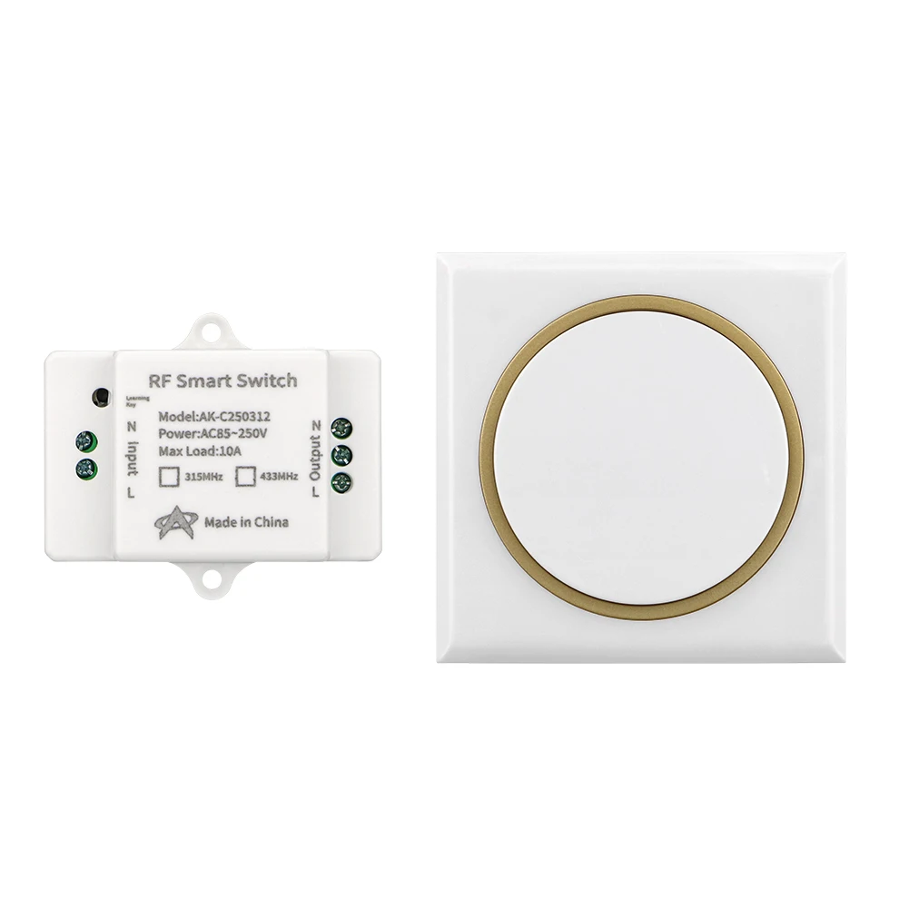 

433Mhz 1CH Universal Wireless RF Smart Switch Gate Door Garage Remote Control Switch AC85-250V 50Meters Lingting Receiver 433.92