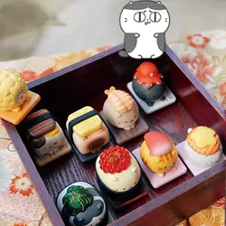 Lovely Cat Shaped Blind Box Sushi Series Cute Doll Toys Cat Figurine Tabletop Home Decoration Ornament Randomly One PCS ZE460