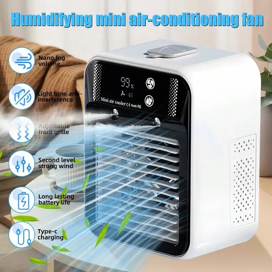 

New Upgraded 3000mAh Portable Air Cooler, Personal Evaporative Air Conditioner With 2-In-1 Mist & Fan, 2 Speeds, 2 Mist Modes, R
