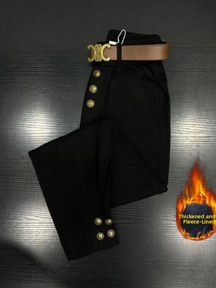 Hoge taille Thiened Fce Harlan broek dames herfst winter nieuwe Sle casual broek klein formaat werkkleding broek