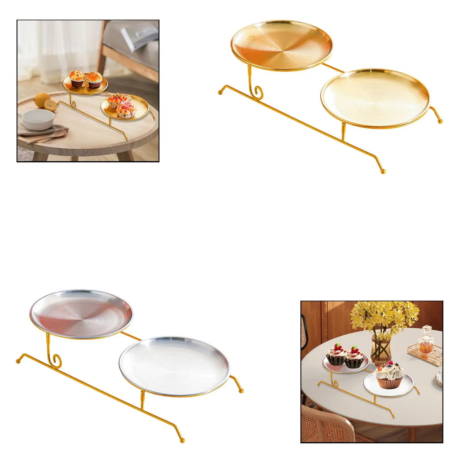 

Двухъярусная железная подставка для фруктов, настольная сервировочная тарелка для дома, отеля, праздников