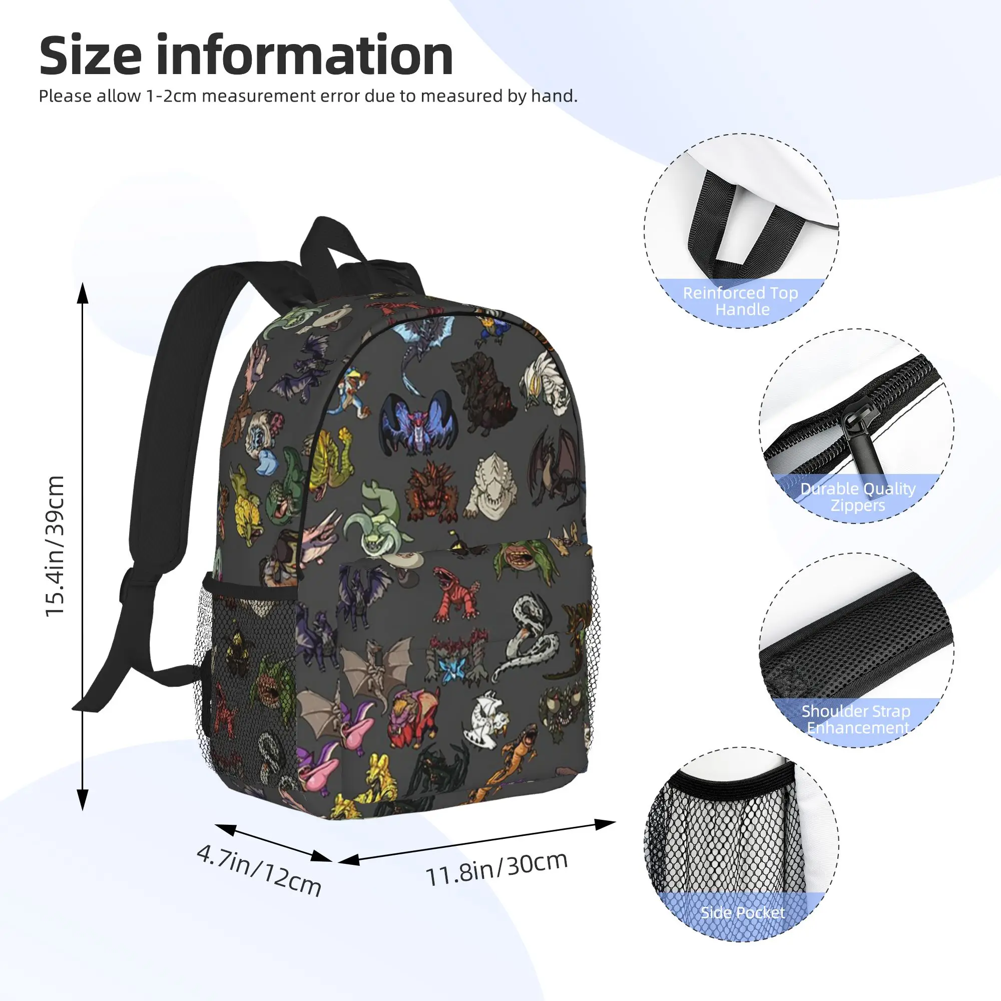 Monster Hunter Backpack Hot Sale Daypack Large Capacity Boys Girls BookBag Shoulder Bags for Men Women School Bag