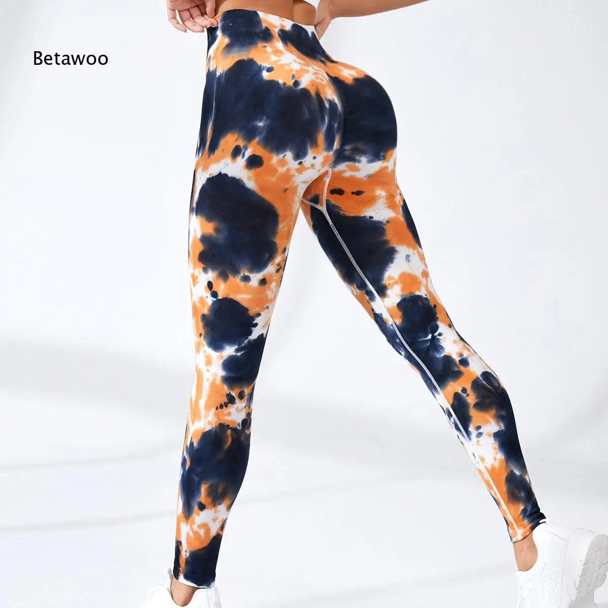 Women's High Waisted Tie Dye Yoga Leggings Seamless Scrunch Butt Lifting Gym Fitness Workout Pants Athletic Running Tights