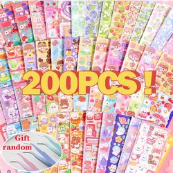 200 Pcs Cartoon Graphic Sticker Send Tweezers DIY Multifunction Non-repeating Sticker For Student Stationery