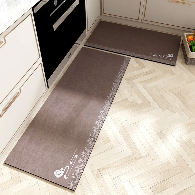 Chinese-Style Printed Kitchen Absorbent Floor Mat Dirt-Resistant Long Floor Strip Carpet Soft Wear-resistant Bathroom Foot Rug