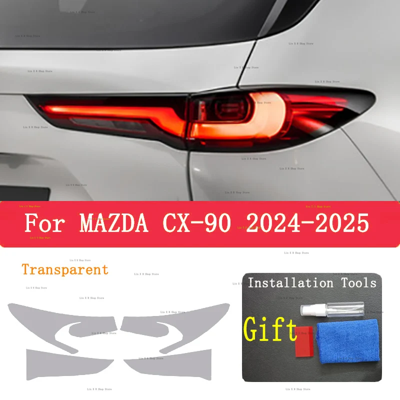 

For MAZDA CX-90 2024-2025 Rear Headlamp Car Styling Sticker Headlamps TPU Smoked Black taillight Protector Film accessories