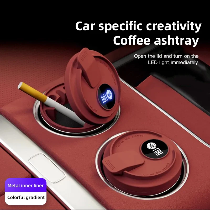 Kreativer Auto-Kaffeetassen-Aschenbecher, Auto-Gadgets für Fiat 500 Punto Panda Doblo Stilo, flammhemmender Zigarettenhalter-Aschenbecher
