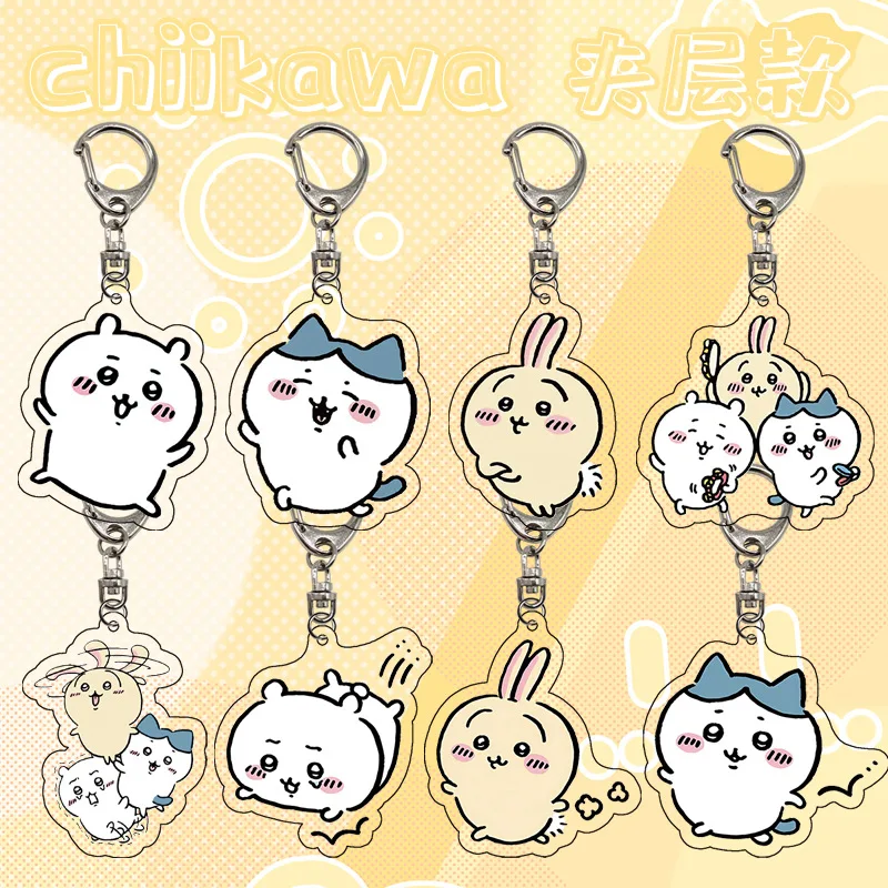 

Chiikawa Acrylic Anime Figure Display Keychain Hachiware Usagi Cute Charms Accessories Q Version Key Ring Friends Girl Gift