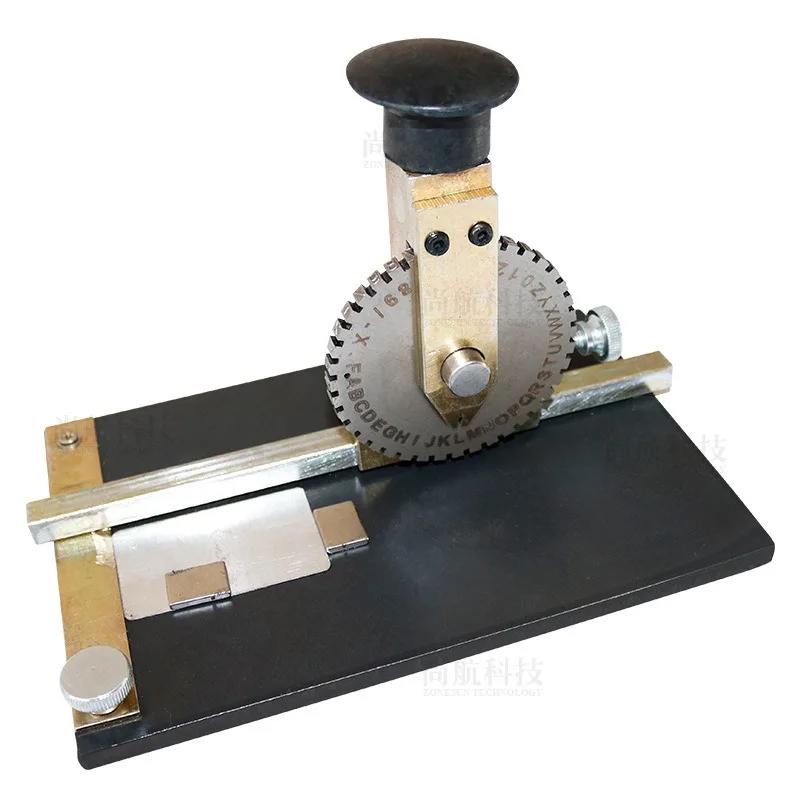 Small dog tag nameplate manual stamping and marking machine, metal sign hand pressing and stamping