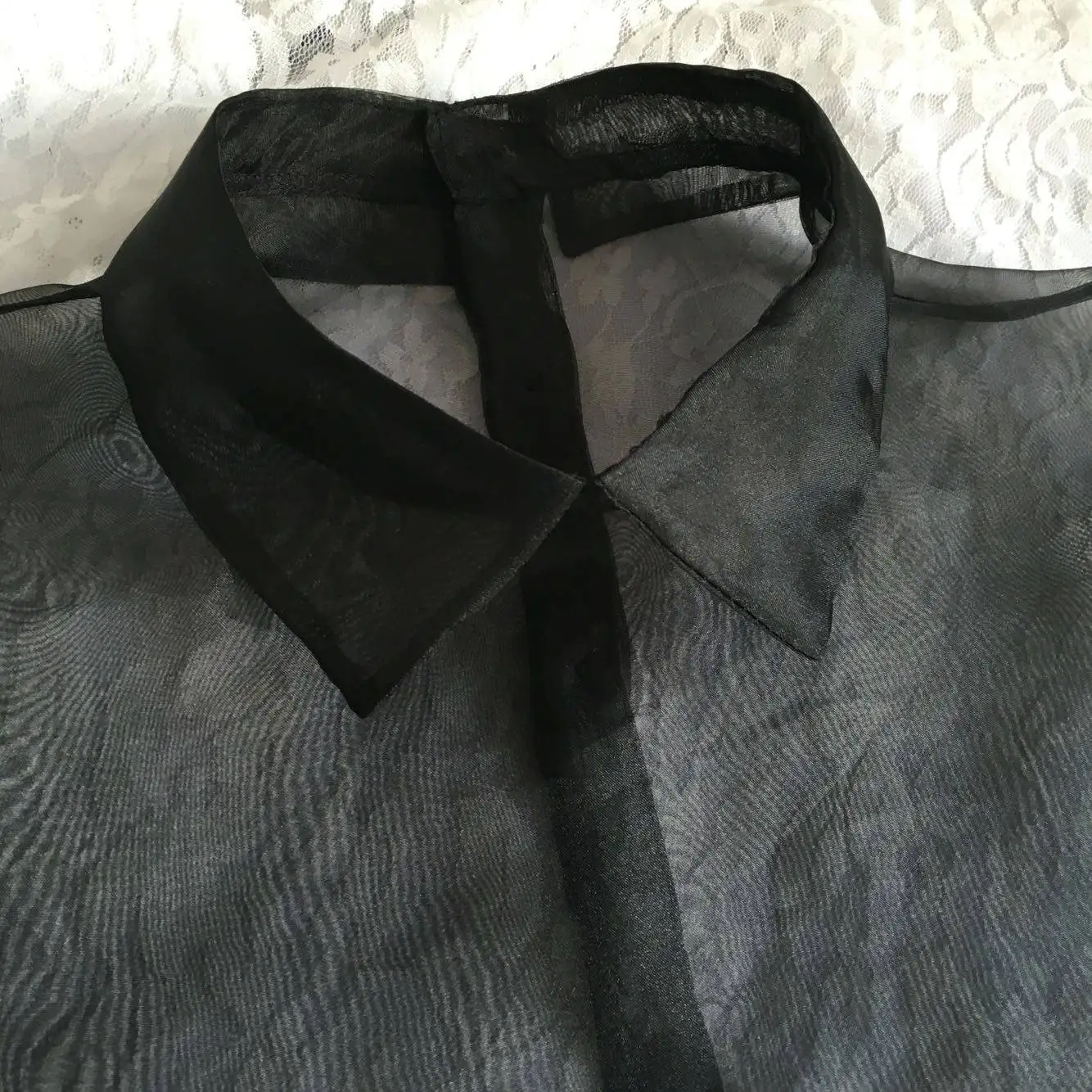 

Фальшивый воротник Eugen Yarn с квадратным вырезом и открытыми пуговицами, черно-белый, в стиле рубашки, для женщин