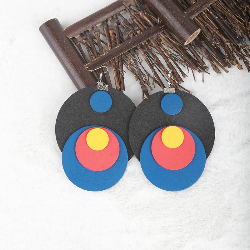 UKEBAY New Blue Large Earrings Personalized Pendant Earrings Handmade Luxury Rubber Jewelry Party Wear Matching Earrings