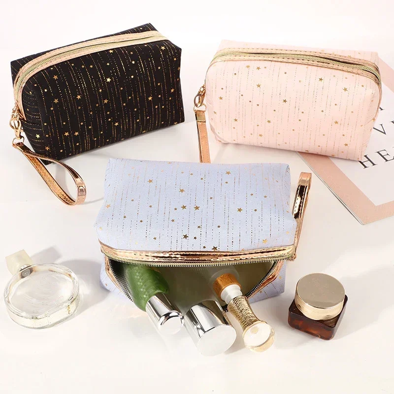 New Women Paillette Stars Cosmetic Bag Make Up Bag Pouch Wash Toiletry Travel Ladies Makeup Bag Tampon Holder Organizer