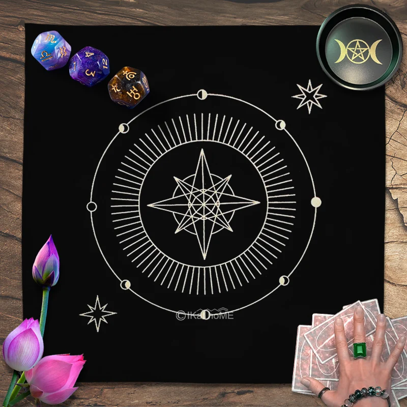 Sacred Geometric Tarot Tablecloth Magic Array Planet Pendulum Chart Altar Cloth Oracle Card Pad Pagan Divination Witchcraft Gift