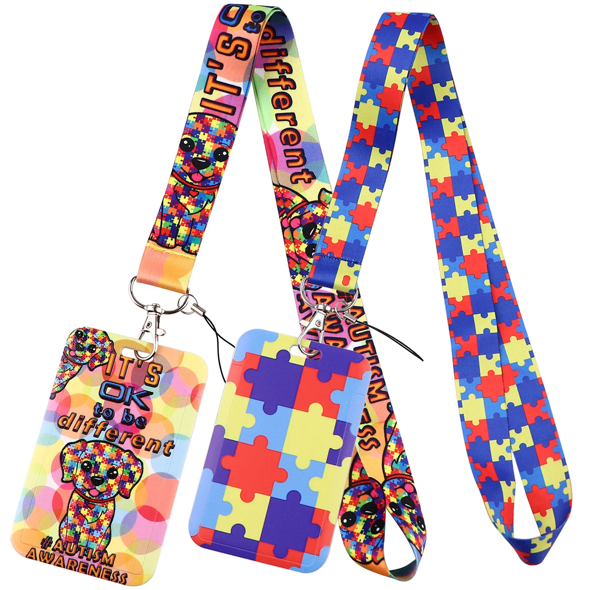 Autism Awareness Puzzle Credential Holder Keychains Lanyards for Key Neck Strap For Card Badge Gym Doctor Nurse Accessories