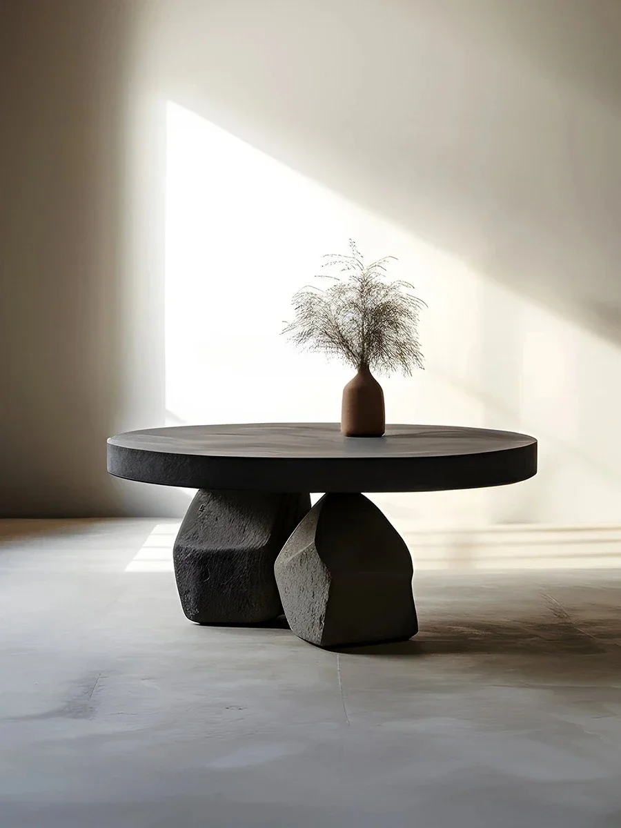 

Qiji Style Retro Solid Wood Tea Table B & B Designer Japanese Style Simple Style Art Tea Table High-Grade round Tea Table