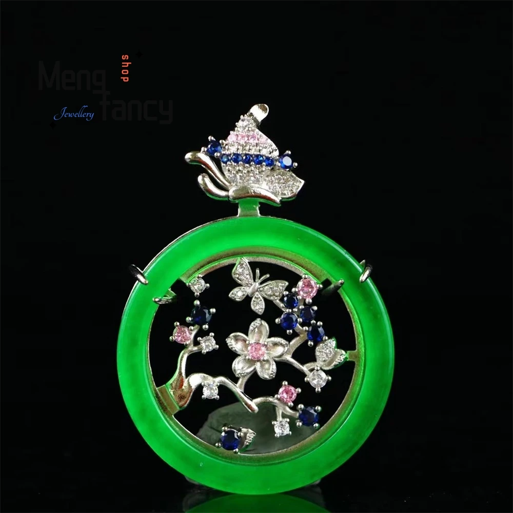 

Chalcedony Inlaid Flower-And-Bird Pendant, A High-Ice Exquisitely Inlaid And Elegant Flower-And-Bird Pendant Best Selling