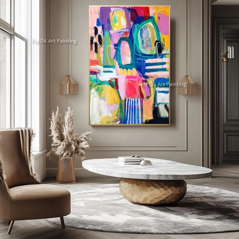 Abstract Simple Wall Art Decor For Living Roon Handpainted Beige Brown Canvas Home Wall Items Texture Oil Painting As Gift