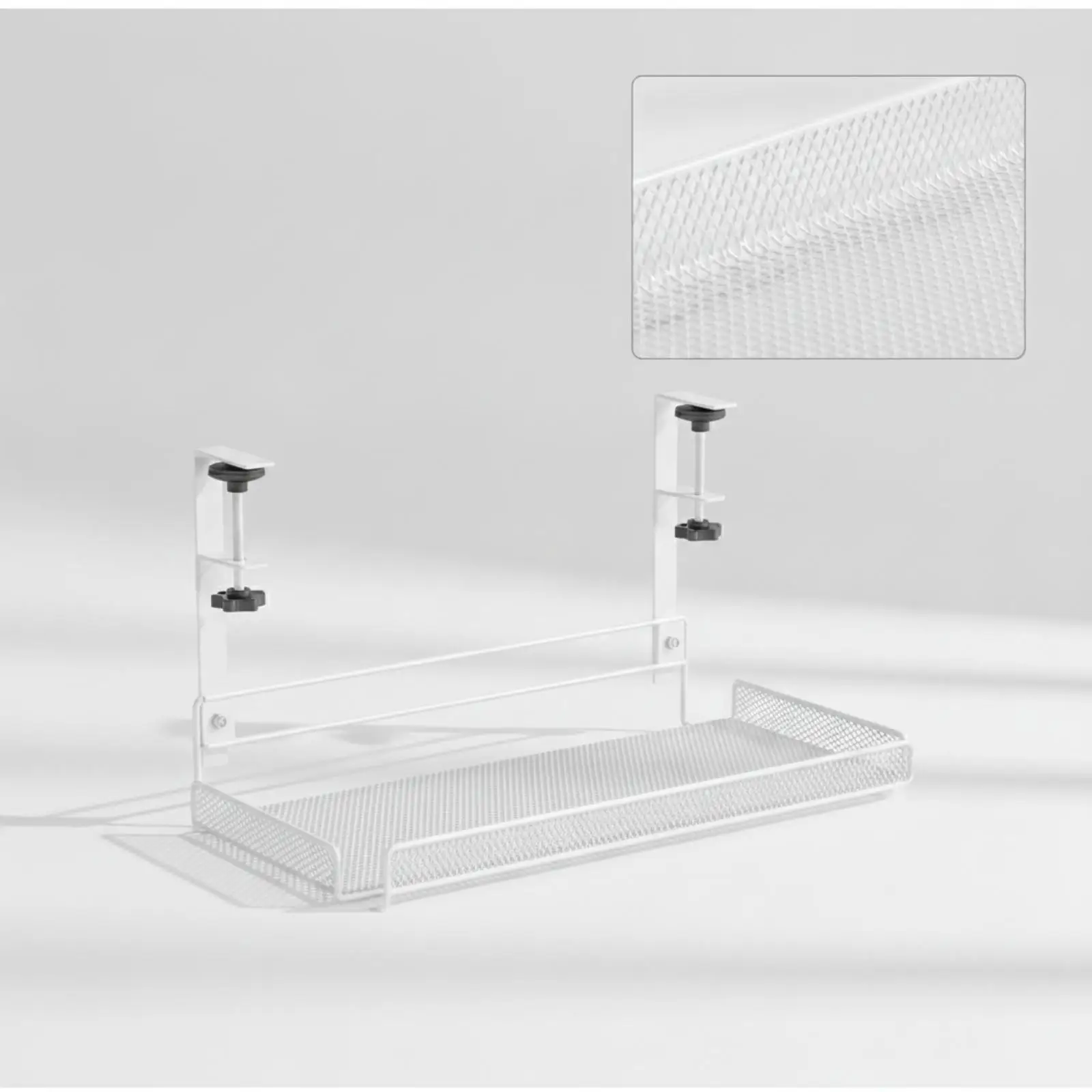 Carbon Steel Under Desk Shelf Clamp on Wire Mesh Tray Cable Management Rack for Office Desk Organizer Accessories