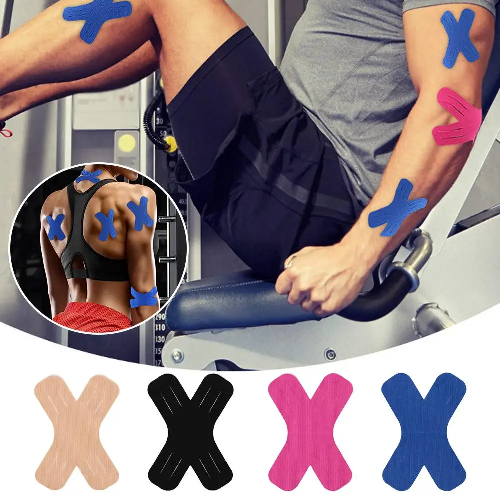 Kinesiology Tape, Muscle Support Elastic Athletic Sports Tape Water Resistant Strips Elastic X Shaped Kinetic Tape for Sports