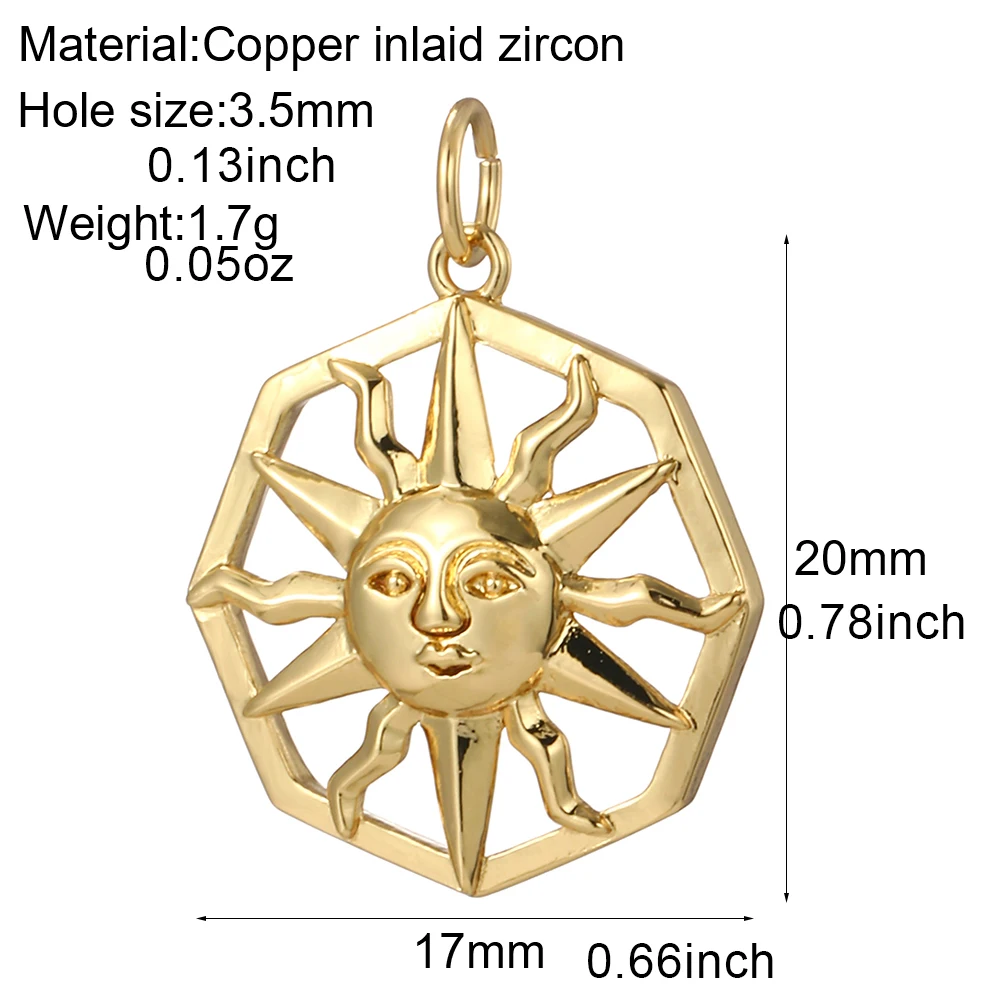 Golden Cute Sun Pendant Jewelry Production Supplies Bohemian Charm Diy Necklace Earrings Necklace Keychain Resin Charm charms