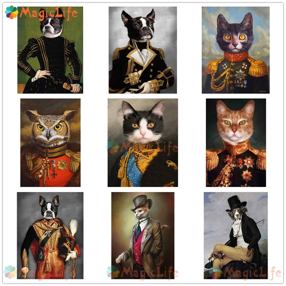 

Vintage Style Animals Gentleman Nordic Poster Wall Pictures For Living Room Posters Wall Art Canvas Painting Picture Unframed