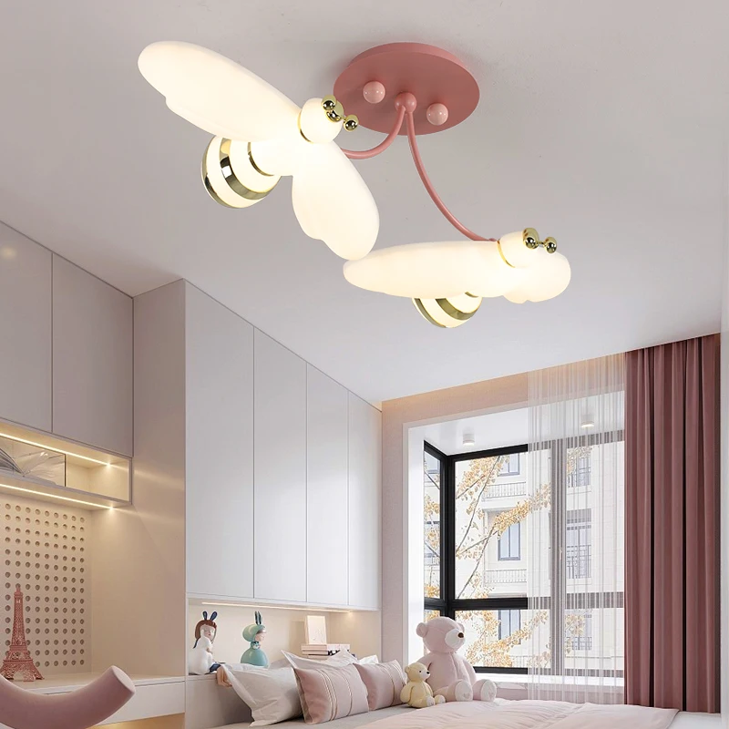 2024 Honeybee Ceiling Light Children's Room Smart Dimming Chandelier Lamp Kids Bedroom Bee lamparas para habit люстра потолочная