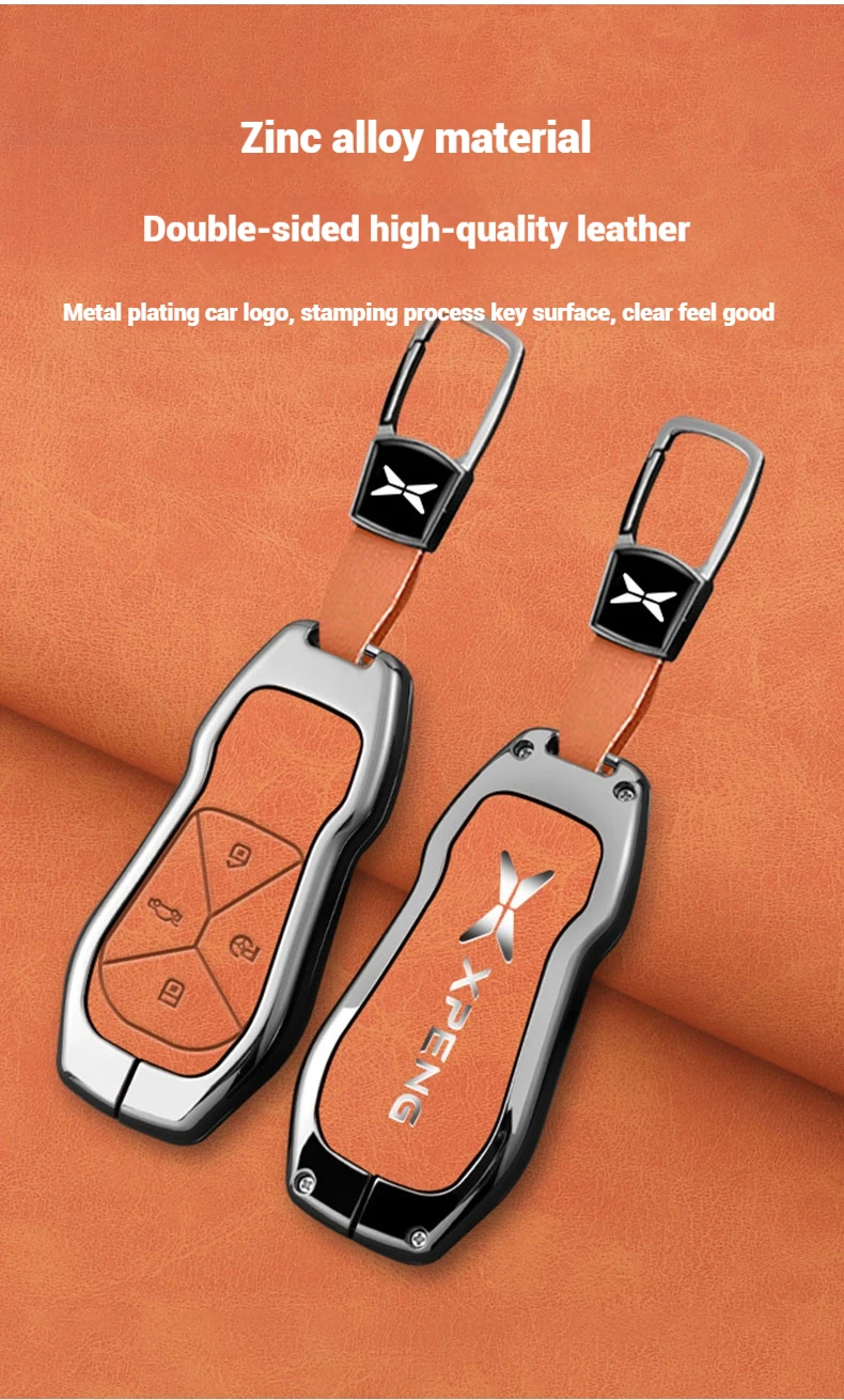 Funda para mando a distancia de coche, para Xpeng Xiaopeng p7 p7i p5 g3 g3i g9 g6 22-23, soporte de cuero de aleación de Zinc, accesorios para llavero Interior