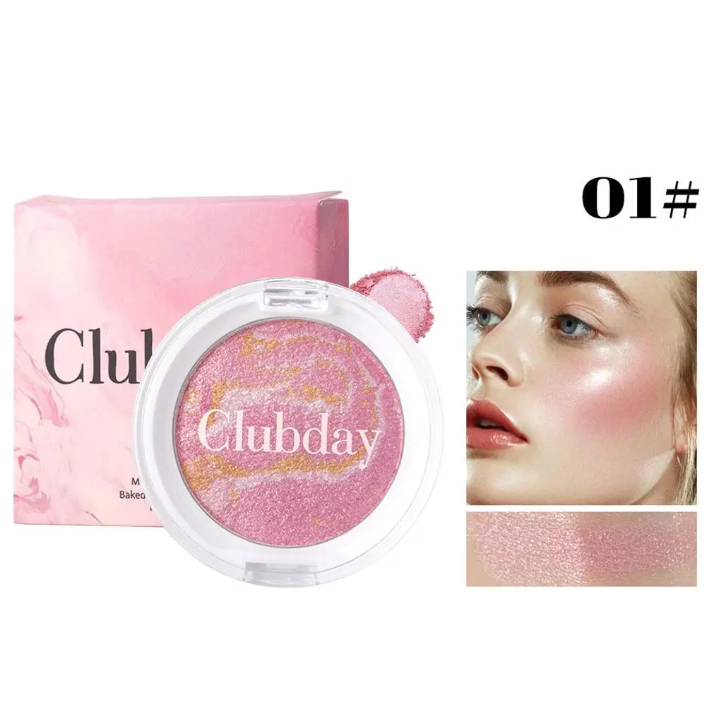 Marble Blush Palette Pearlescent Baked Brightening Blush Powder Cheek Tint Blusher Contour Highlighter Face Shadow Shimmer Rouge