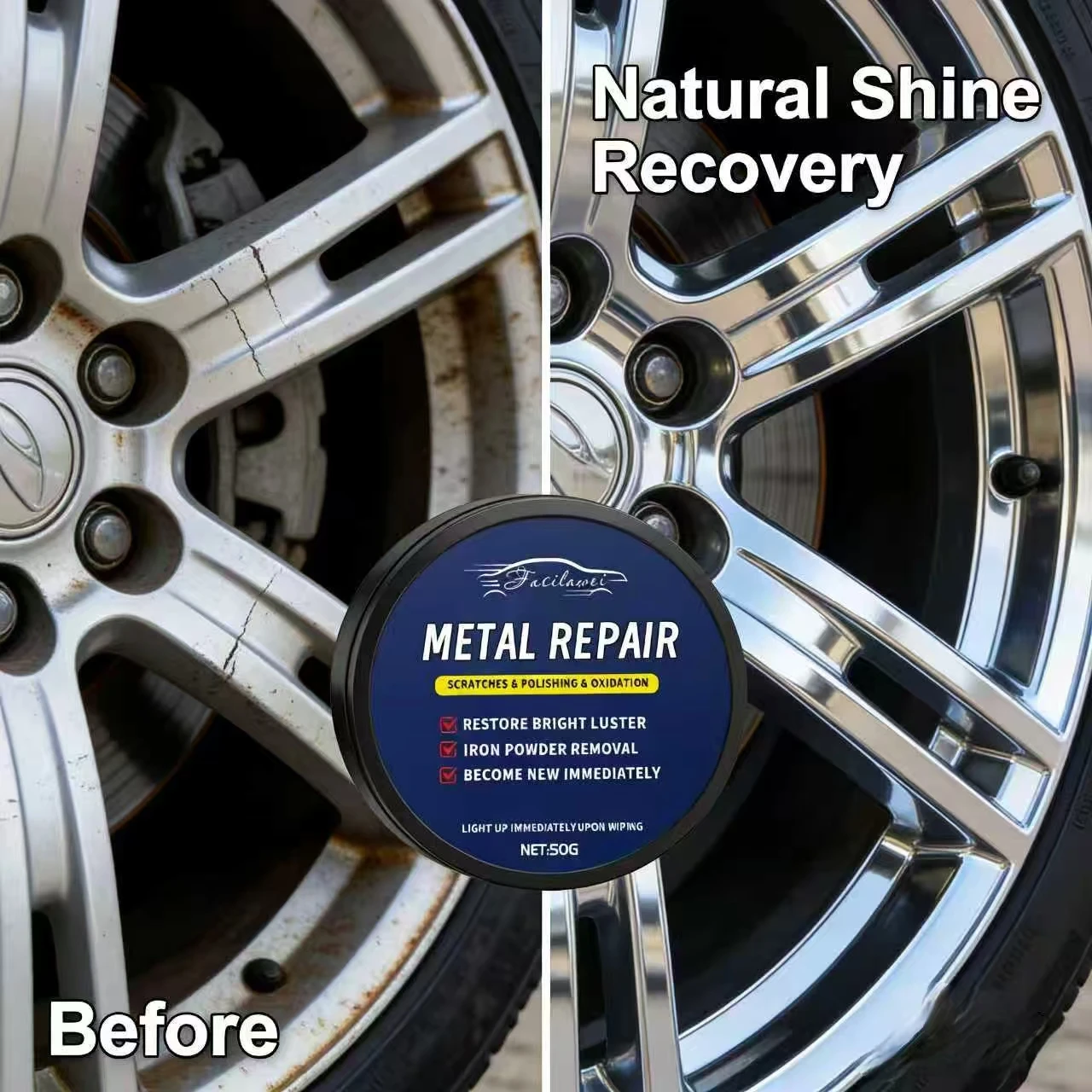 

50 г паста для ремонта металла, полировка царапин, средство для удаления окисления для автомобиля, мотоцикла, металлические детали, очиститель железного порошка, восстановление яркого L