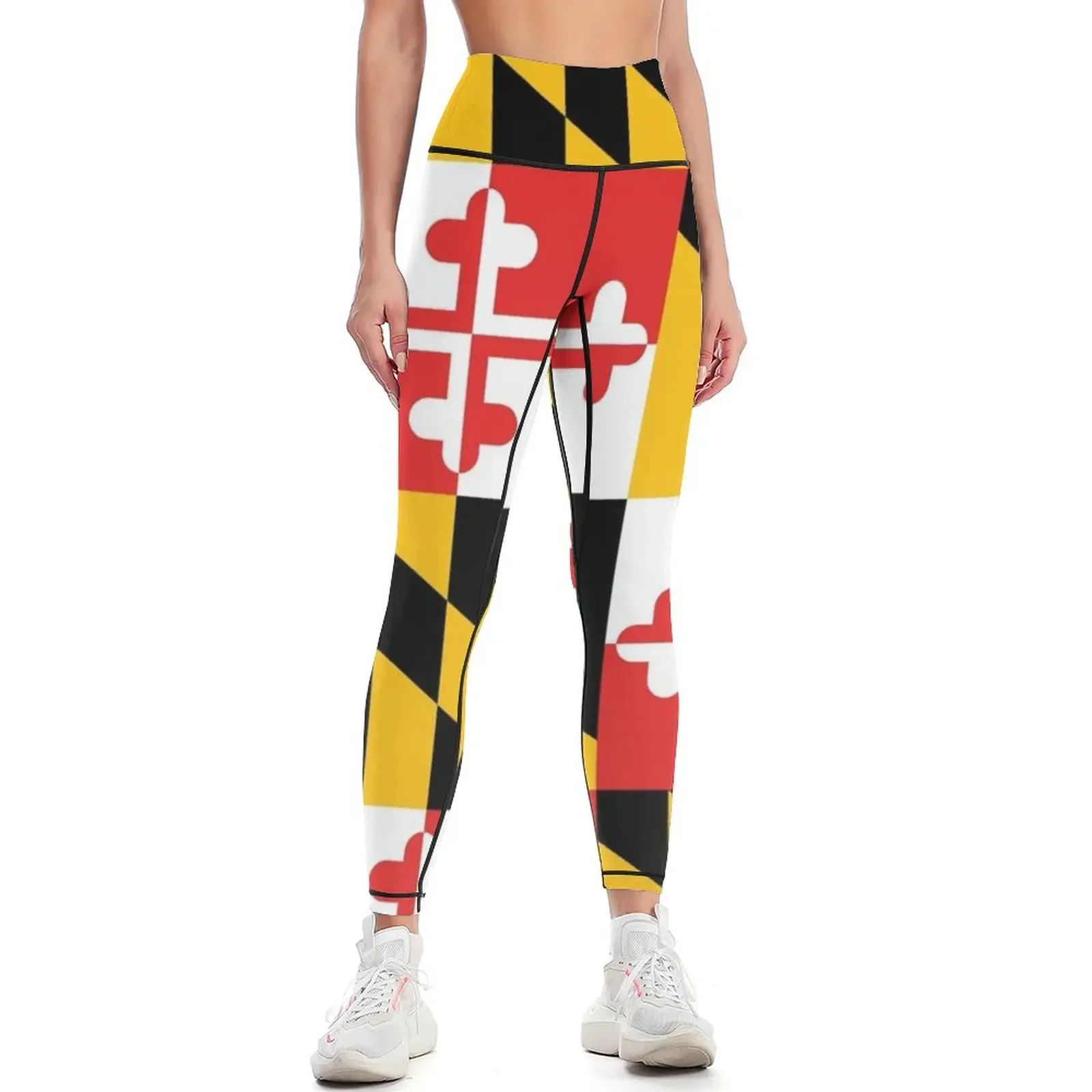 

Maryland State Flag Art Design Banner Leggings for girls sports woman gym flared Womens Leggings