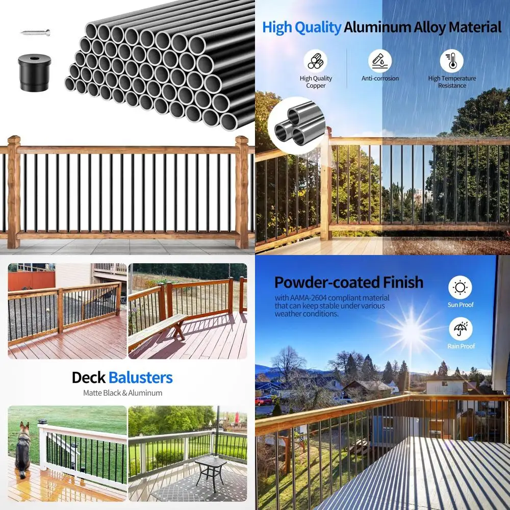 

26 x 3/4 Black Round Deck Balusters, 101 Pack for Staircase & Porch Railing, Indoor & Outdoor Use