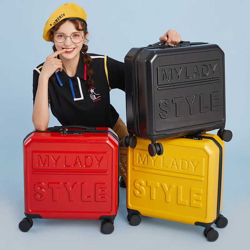 KO-KU Square Sugar Luggage Female 18Inch Students Small Lightweight Boarding Box Children 20 Inch Password Travelling Bag