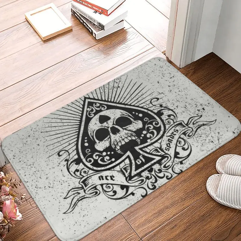 Custom Ace Of Spades Doormat Anti-Slip Kitchen Bathroom Mat Garden Garage Floor Door Entrance Carpet Rug