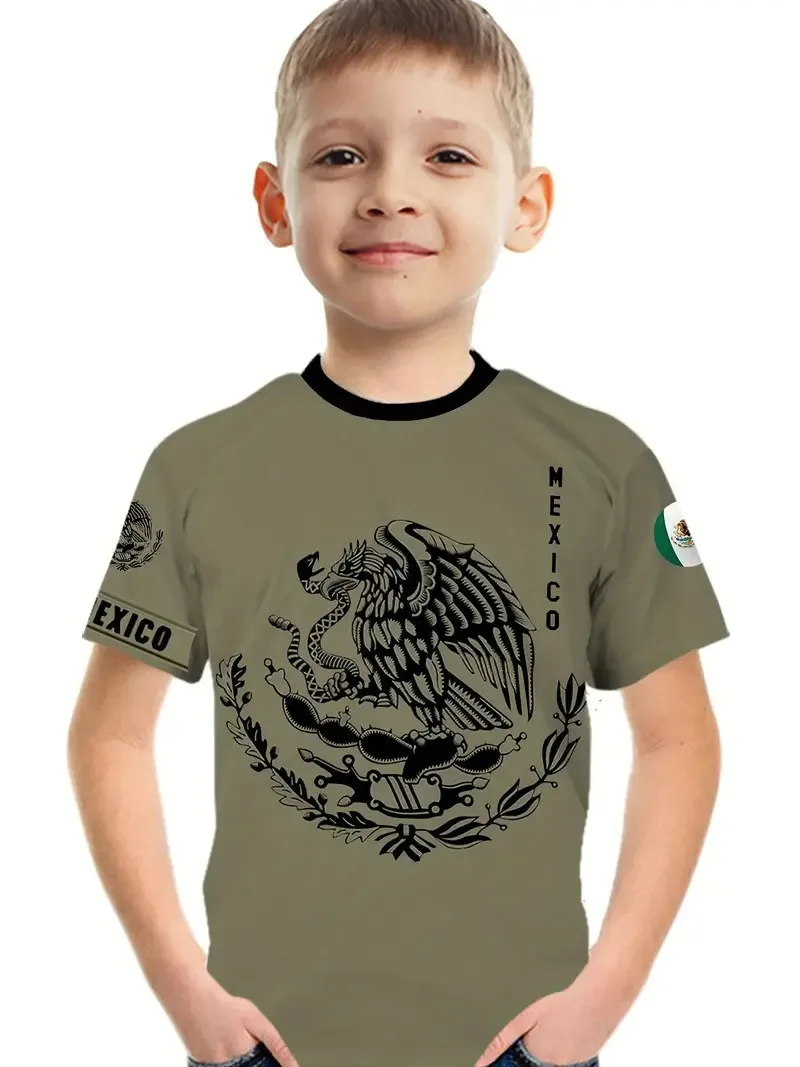 

New Children's Halloween Quick Drying Breathable Short Sleeved T-shirt, Outdoor Football Sports Round Neck Top Holiday Gift