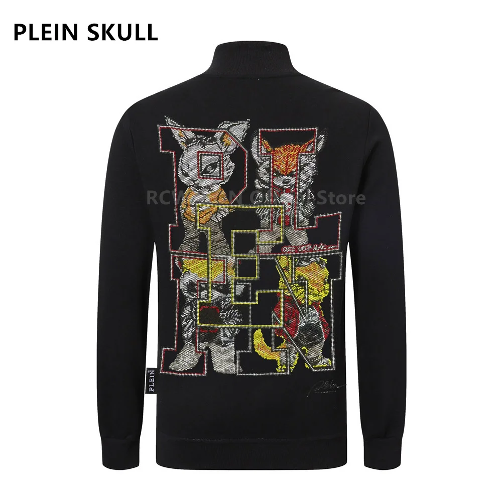 Plein Skull Top Coat Spring and Autumn Zipper Jacket Daily Casual Full Sleeve Hoodless Luxury Brand Men‘s Sportswear Sweatshirts