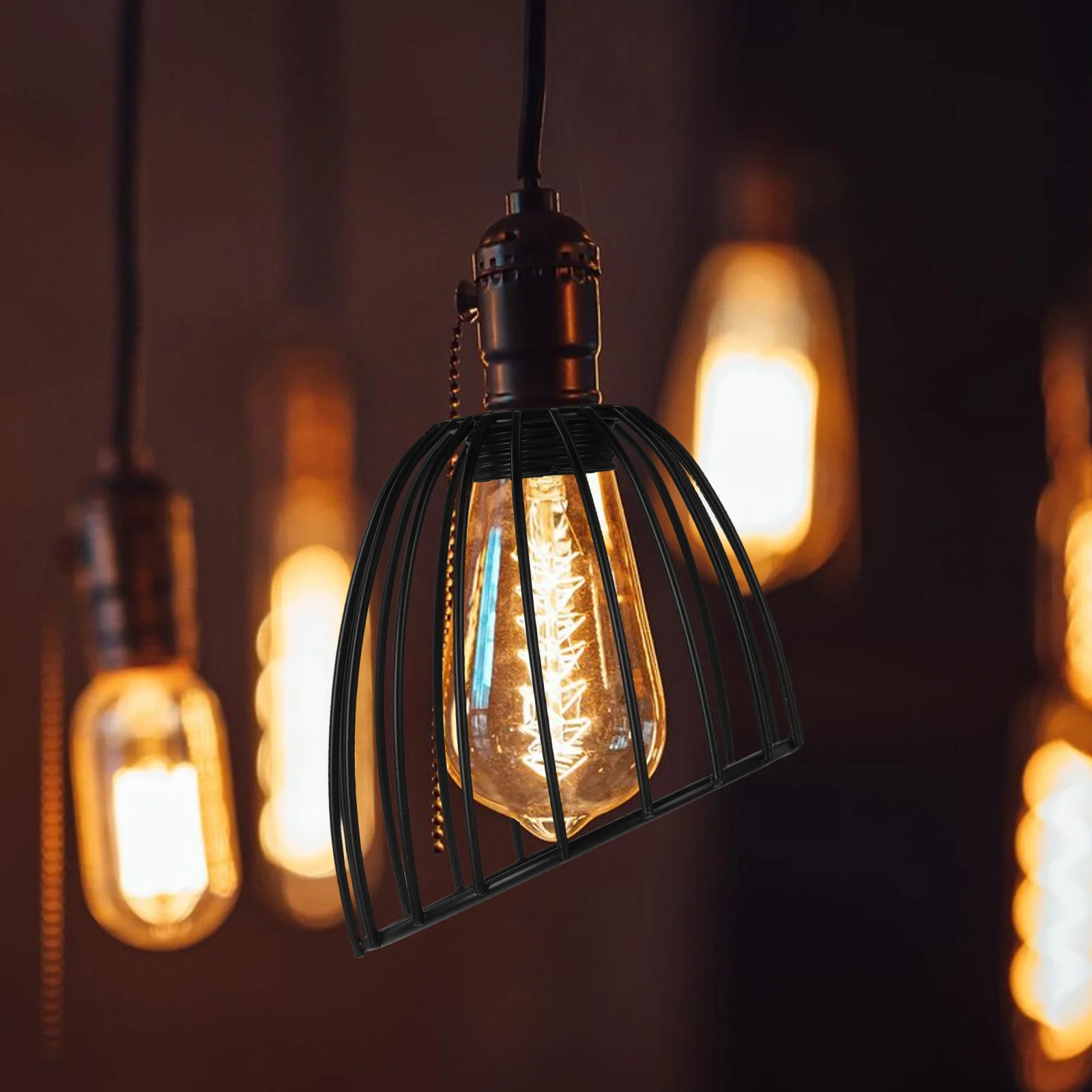 

1pc Mini Iron Birdcage Pendant Lamp Shade Black Metal Cage Lighting Cover For Living Room Dining Room Bedroom Farmhouse